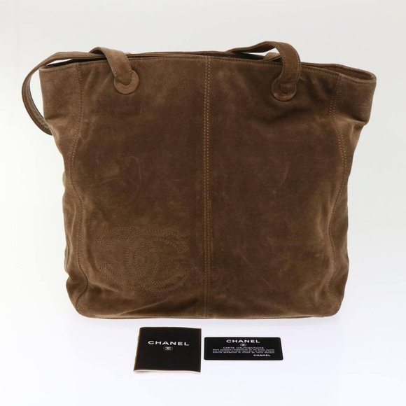 CHANEL Tote Bag Suede Brown CC Auth - Picture 14 of 15